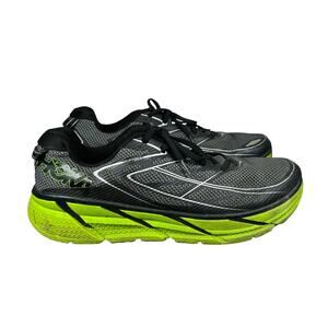 Hoka One One Clifton 3 Athletic Running Shoes Gray Neon Green Men's Size 12.5”
